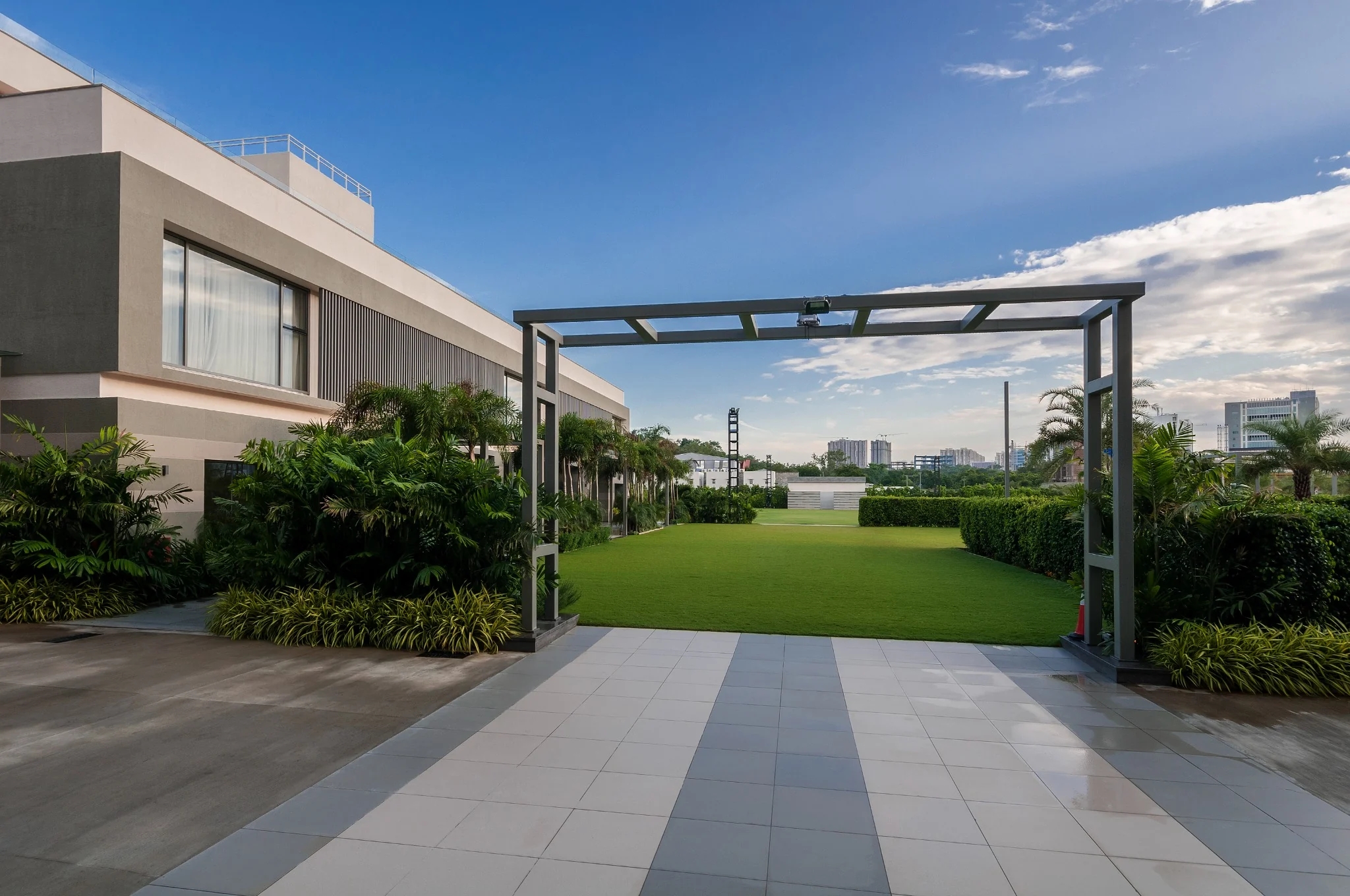 Anvaya Conventions exterior evening view