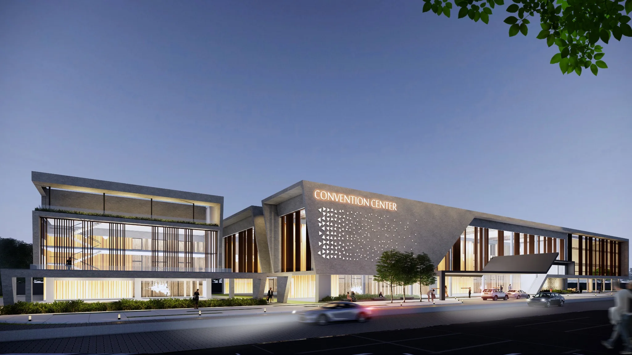 Bangalore Convention Centre facade with reflecting pool