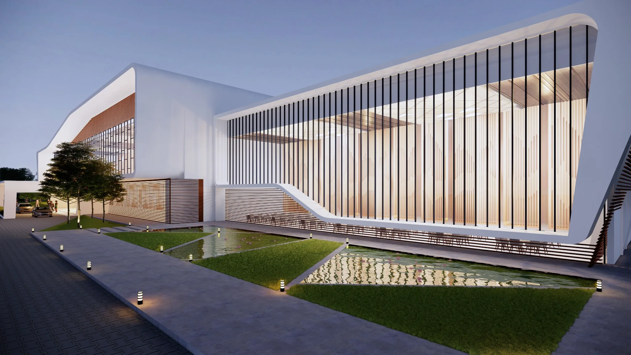 Fluid Convention Centre illuminated entrance